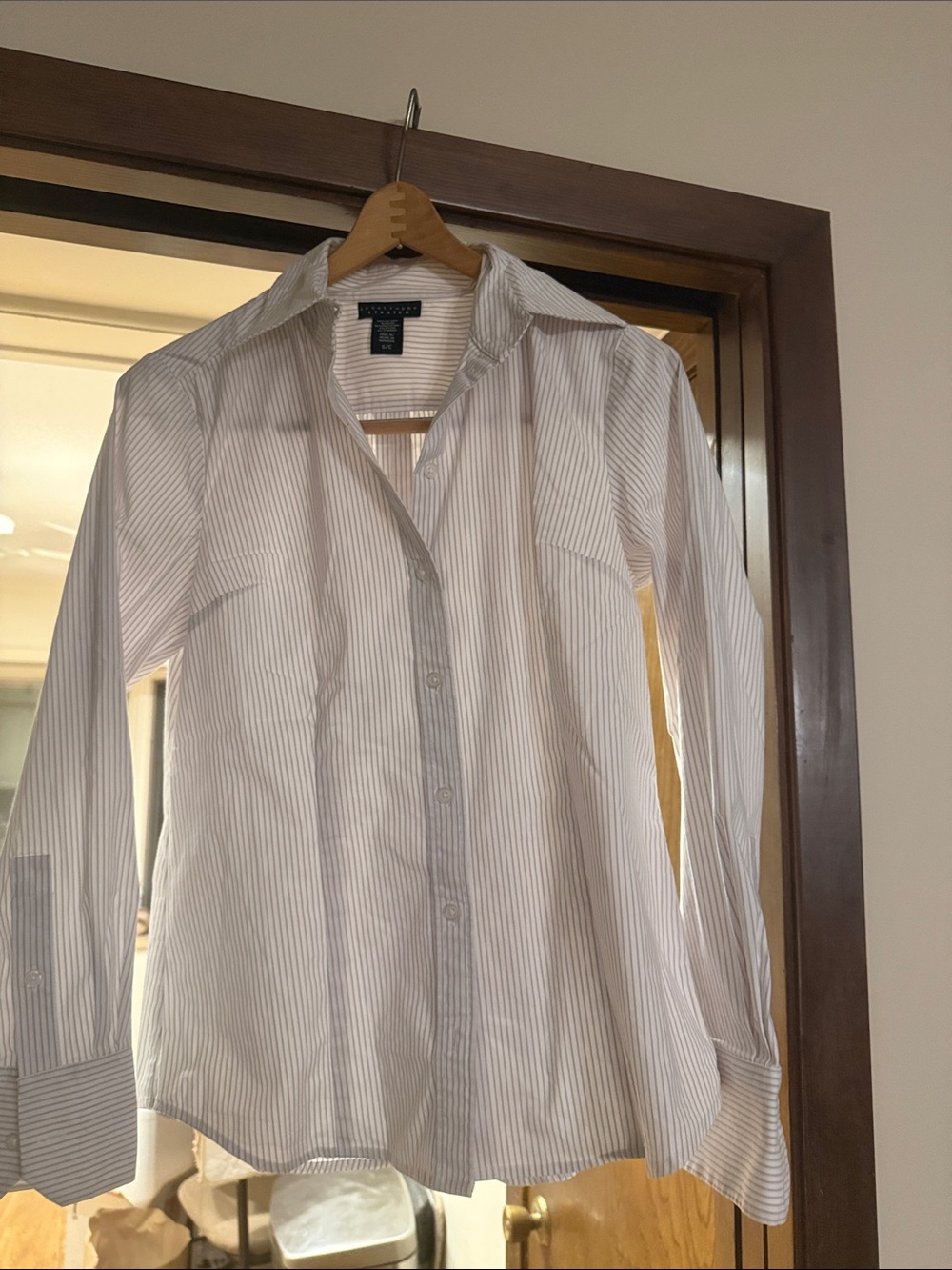 Apostrophe White Dress Shirt with Light Gray Pinstripes